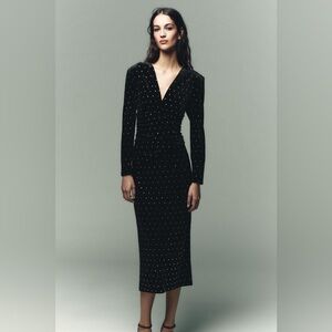 Zara Black Longer Sleeve Dress with Silver looking Accents